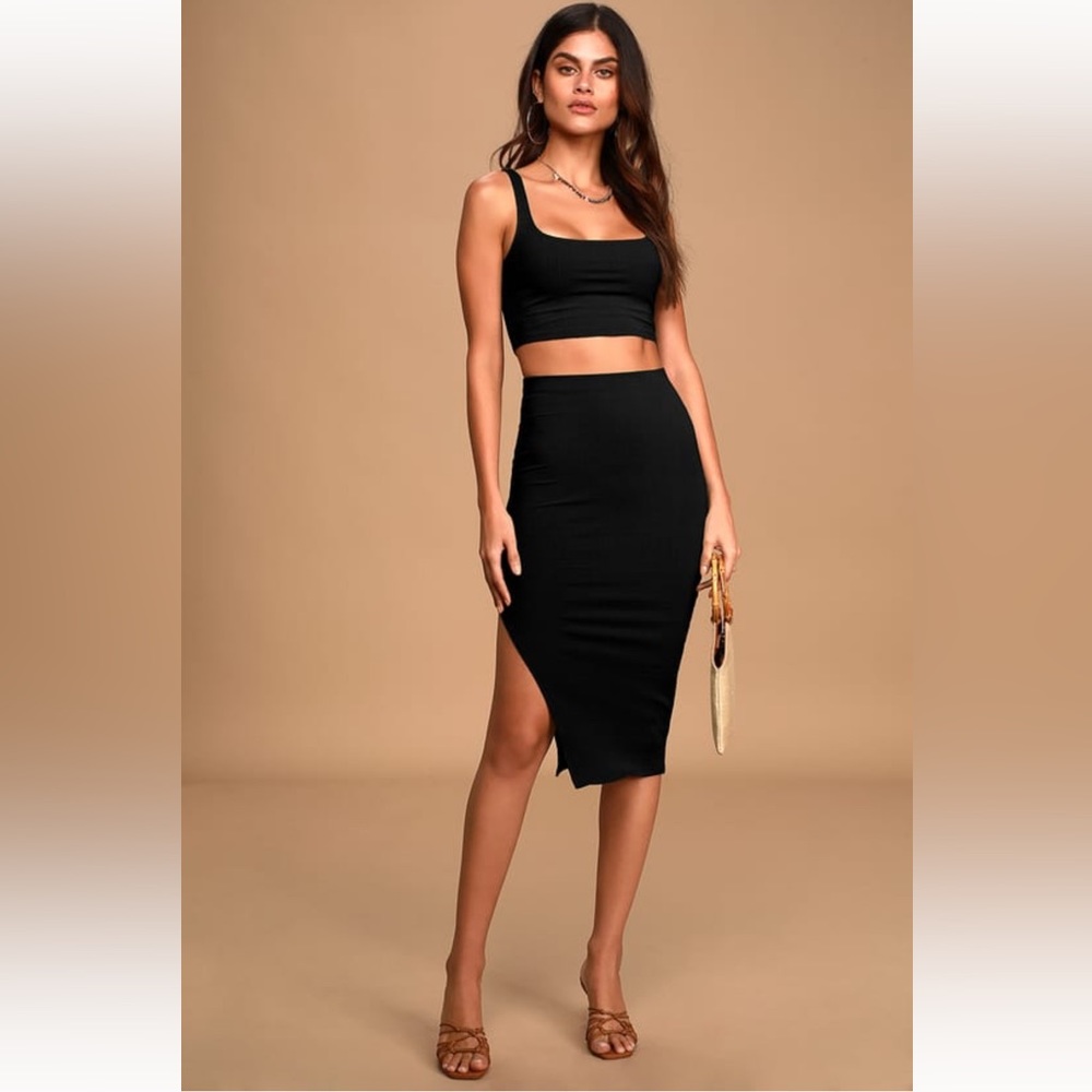 Lulus Black Bodycon Two-Piece Dress Small